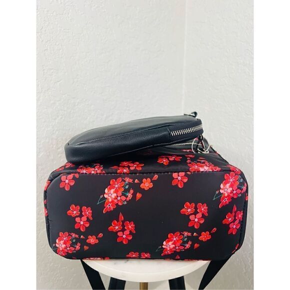 Madden Girl Mini Backpack & Pouch Bag, Lightweight, Black Red Floral, NWT - Picture 14 of 14